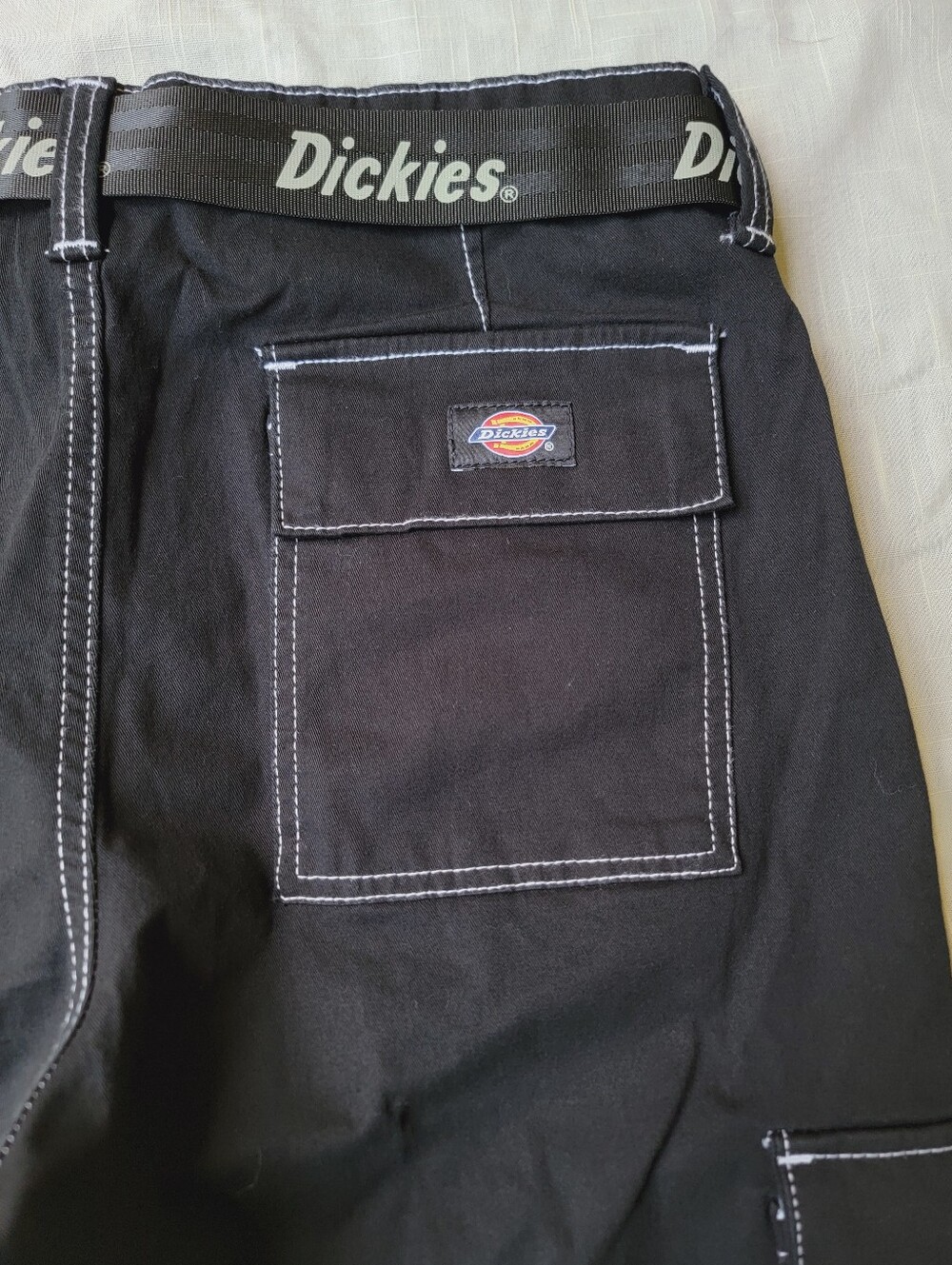 Dickies Black Cargo Pants White Contrast Stitching 90s Y2k Skater Styley Nwt 28 - Picture 12 of 15